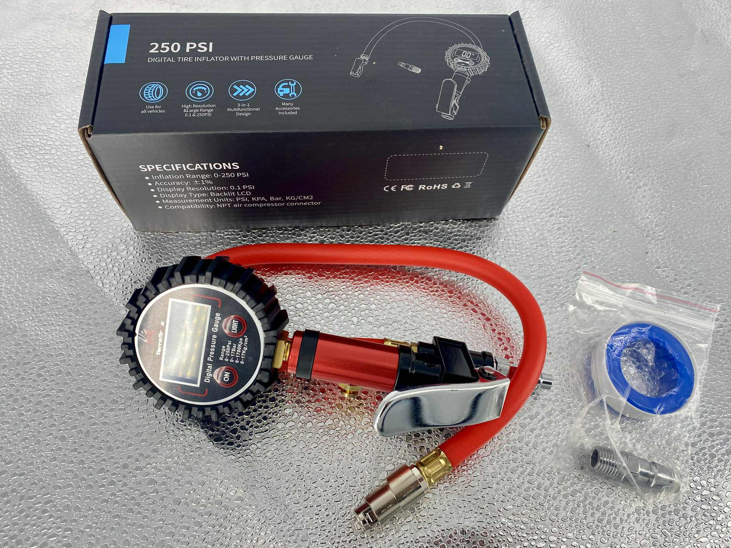 TF2941 TERRAFIRMA TYRE INFLATOR PRESSURE GAUGE