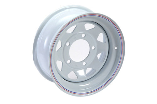GRW001 WHITE 8 SPOKE 7x16 STEEL ROAD WHEEL - DEF - D1 - RRC
