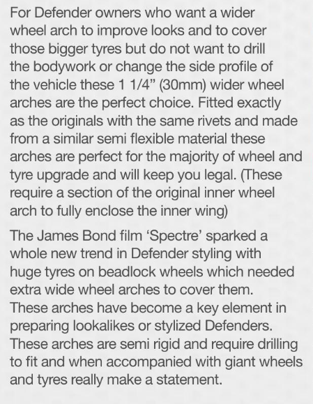 TF114 TERRAFIRMA EXTRA WIDE WHEEL ARCH KIT D1 5 DOOR AND RRC