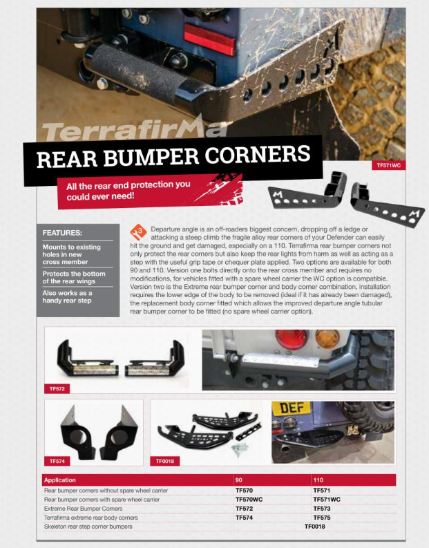 TF570 TERRAFIRMA H/D REAR BUMPER CORNERS - DEFENDER 90