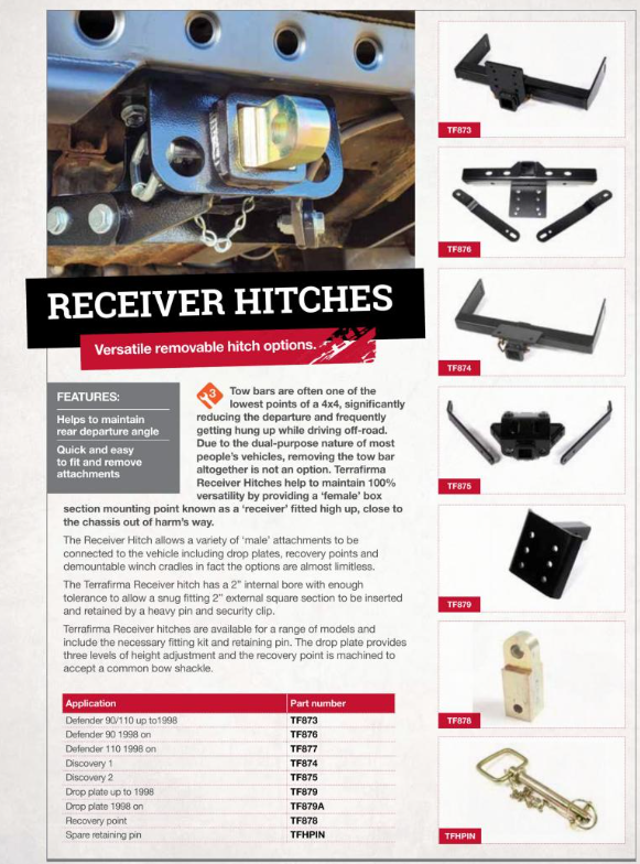 TF873 TERRAFIRMA REAR 2" RECEIVER HITCH DEFENDER 90/110 UPTO 1998