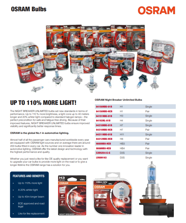 64151NBU-01B OSRAM NIGHT BREAKER® UNLIMITED H3 SINGLE BLISTER PACK