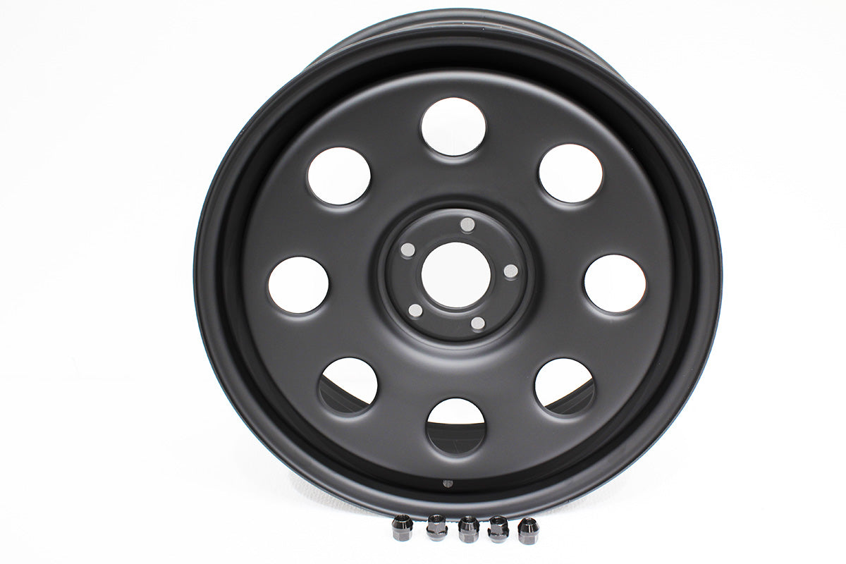 TF1520 20X8 ET45 STEEL WHEEL 2020 DEF/D3/D4/RRS SATIN BLACK inc NUTS