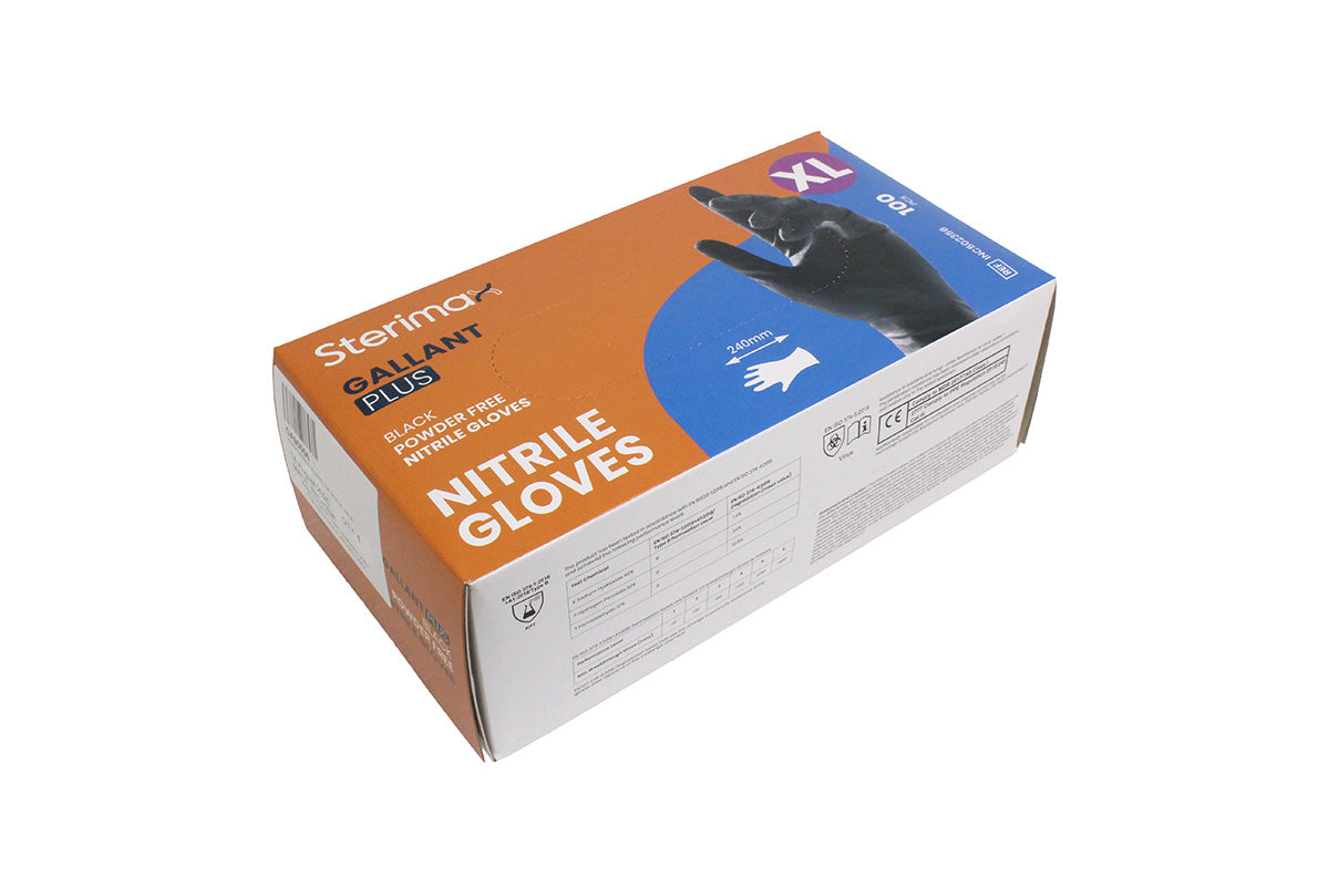 GA90006 GALLANT PLUS BLACK NITRILE GLOVES EXTRA LARGE (BOX OF 100)