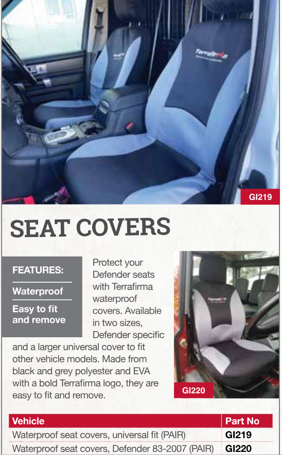GI220 TF WATERPROOF SEAT COVER (PAIR) FOR DEFENDER 83-06