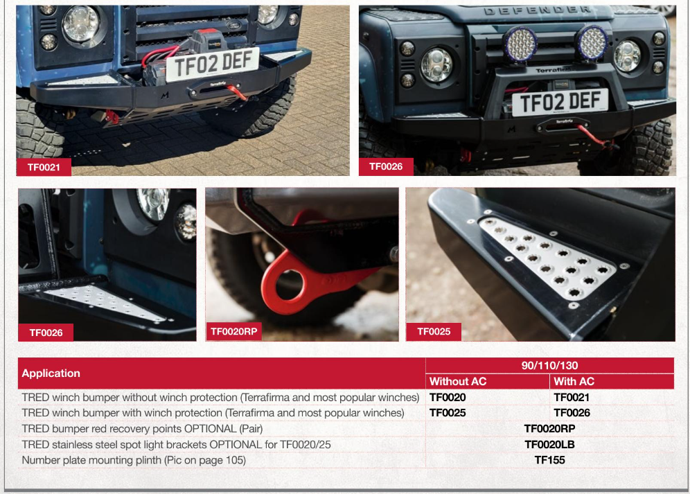 TF0021 TRED WINCH BUMPER FOR DEFENDERS WITH AIRCON