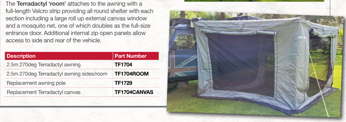 TF1704CANVAS TERRAFIRMA TF1704 TERRADACTYL AWNING REPLACEMENT CANVAS