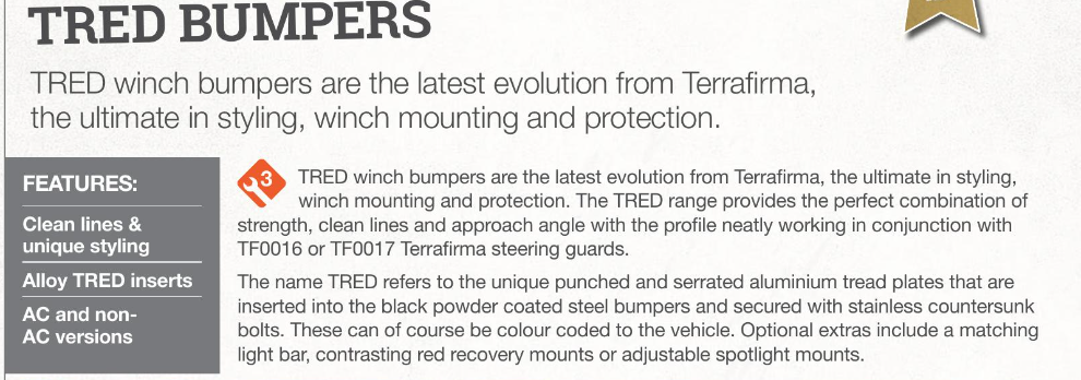 TF0020RP TRED WINCH BUMPER RED RECOVERY POINTS