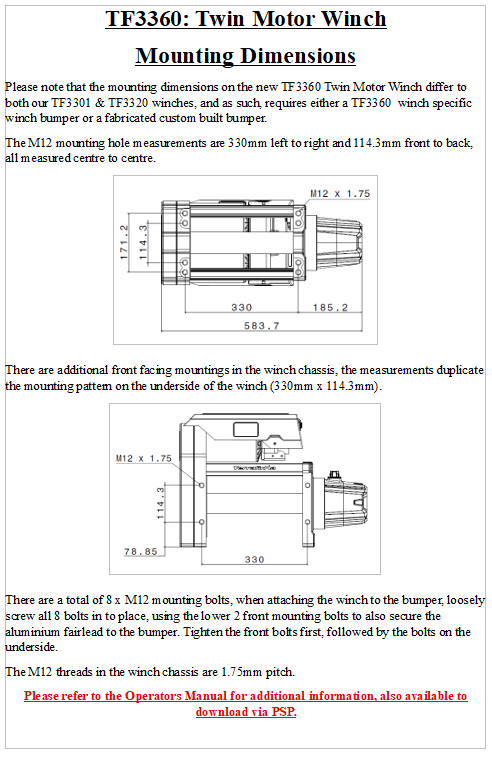 TF3360 TERRAFIRMA TWIN MOTOR HIGH SPEED 12000LB WINCH WITH 50M SYNTHETIC ROPE
