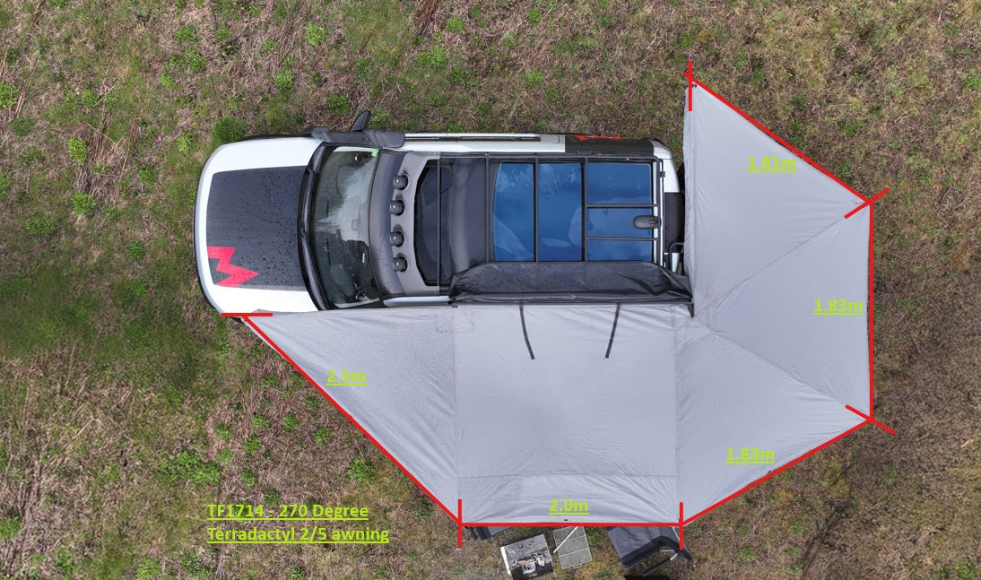 TF1714 TERRAFIRMA 2.0M 5 SECTION 270 DEGREE TERRADACTYL 2/5 LED AWNING