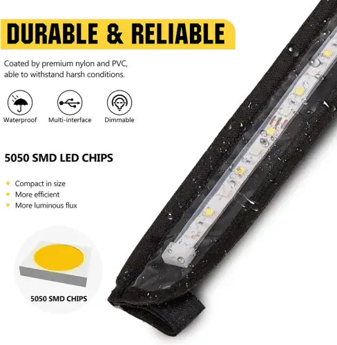 WDA002 Awning 12V Dimmable LED Camping Light Roll-up Flexible Strips Amber And White